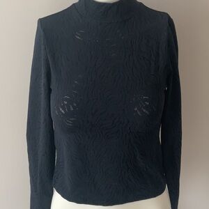 Retrod Black Mock Neck Top